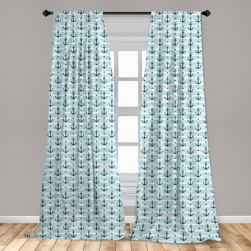 Anchor Striped Semi-Sheer Rod Pocket Curtain Panels, 28" x 95"