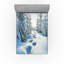 Ambesonne Winter Fitted Sheet 2-Pack Blue Sky Tree Footprints Twin Blue White-106770662