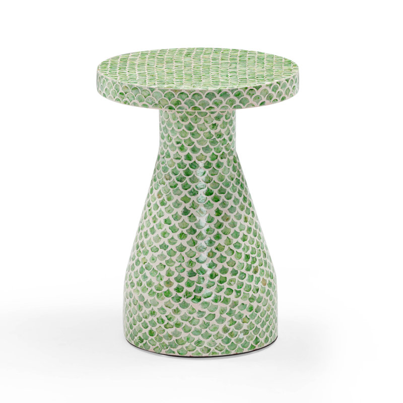 Table de bout en mosaïque Shell, Écailles vertes