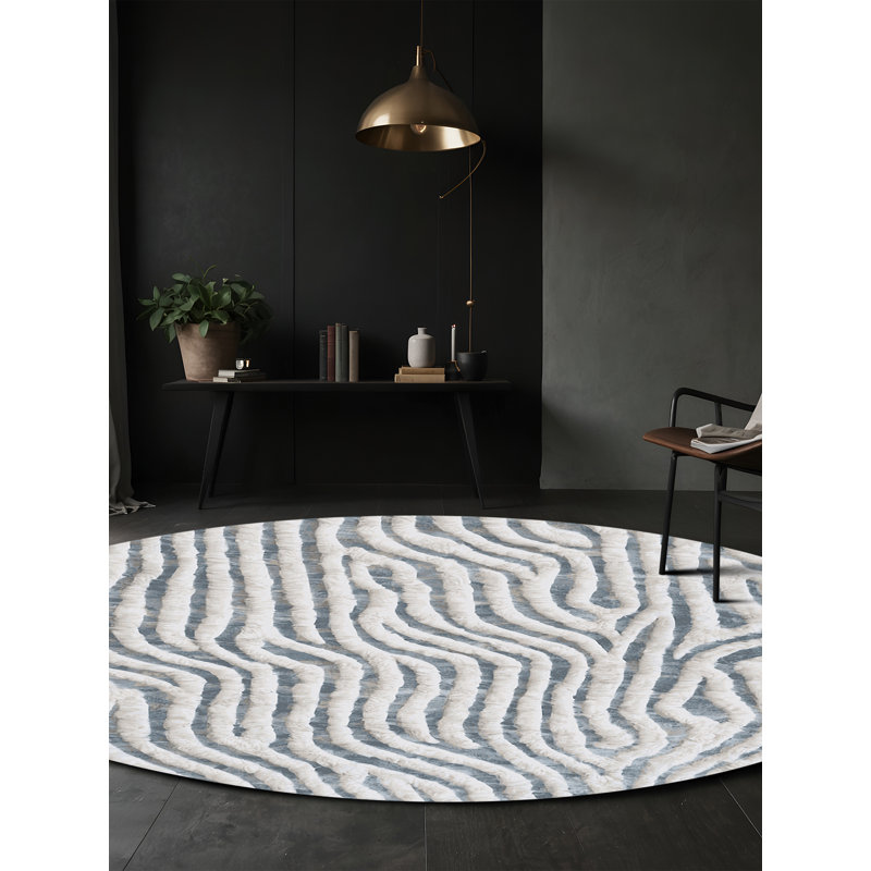 Machine Washable Beige Area Rug, Round 3'