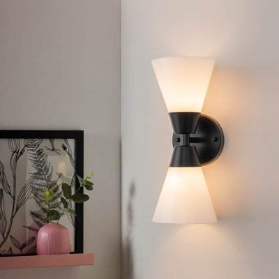 Applique murale 2 lumières en verre conique