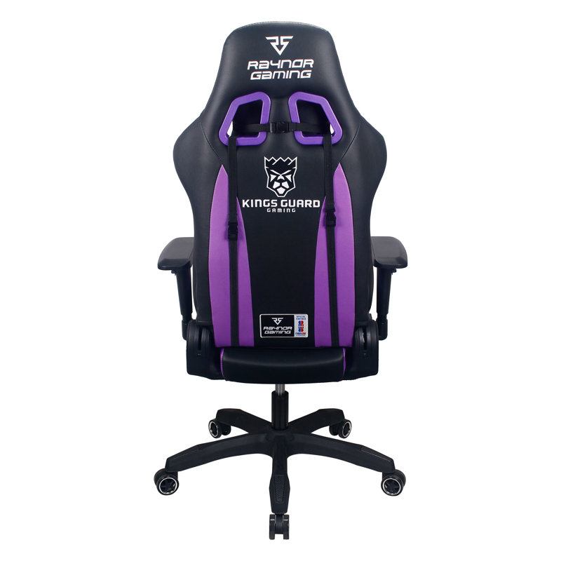 RaynorGaming Adjustable Ergonomic Faux Leather Swiveling PC & Racing Game Chair in Black, Kings Guard