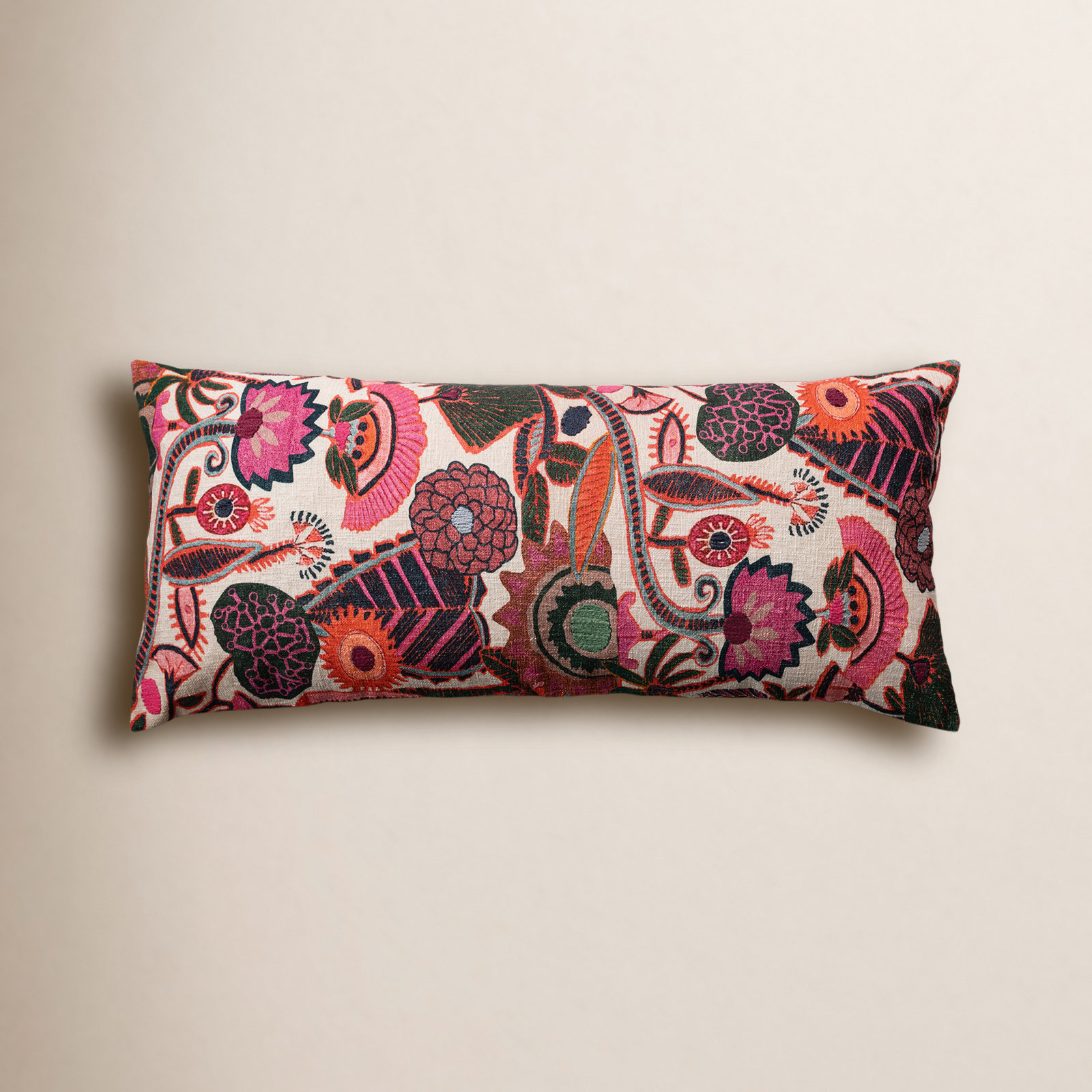 Emmer Floral Cotton Lumbar Throw Pillow