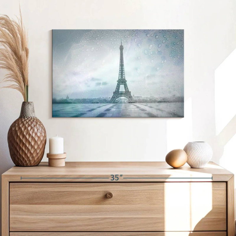 Eiffel Tower Rainy Day, 16" H x 24" W