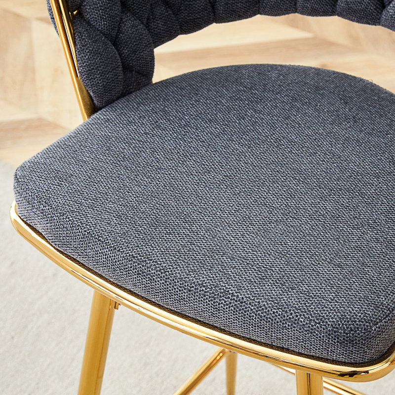 Chaise pivotante 2 pièces en coton et lin avec pieds en métal doux et antirouille