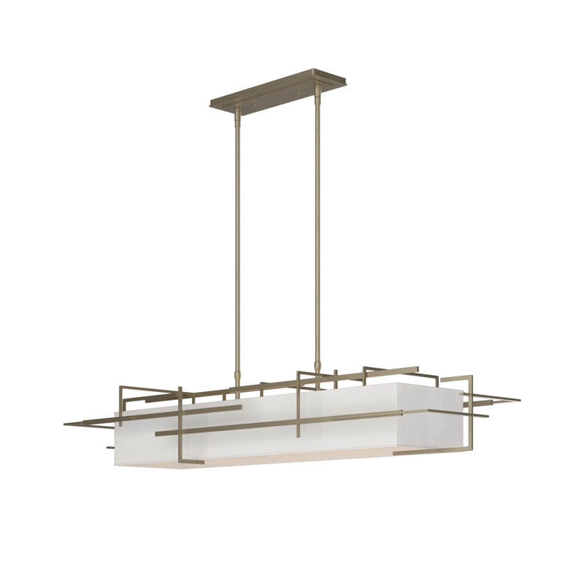 4 - Light Kitchen Island Linear Pendant, Soft Gold, Flax
