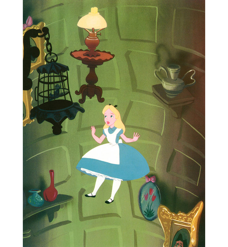 Alice au fond du trou du lapin, H 38 po x l 28 po