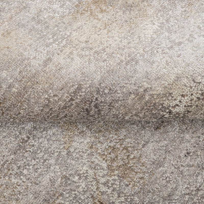 Brown Contemporary Silk Rug - 9' x 12'
