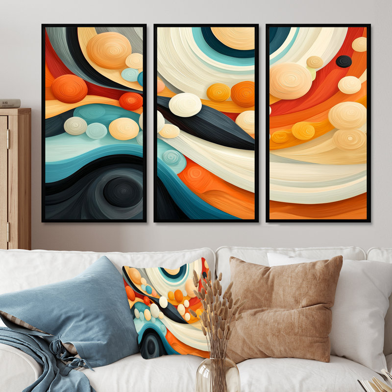 Cosmic Dance Of Colours IV - Abstract Impressionism, ensemble d'art mural, H 28 po x l 36 po, Noir
