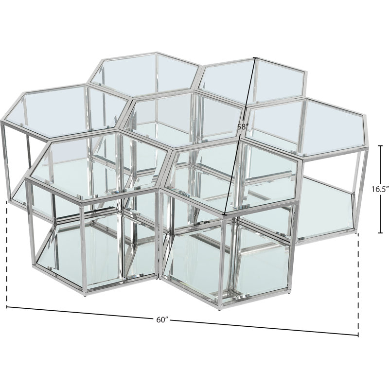 Table basse avec rangement Sei, Chrome