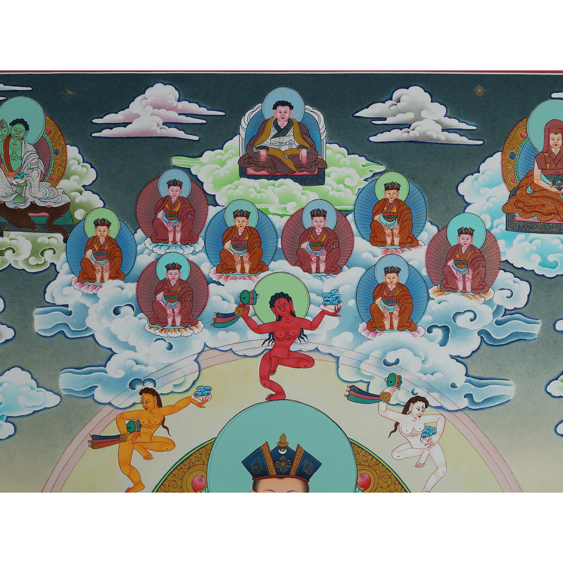 Karmapa (Thangka sans brocart) | Or pur 24 carats avec peinture acrylique