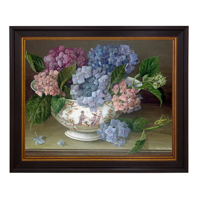 Hydrangeas In China Vase - Single Picture Frame Print on Canvas