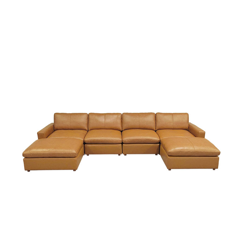 Canapé modulaire rembourré Leather Match, Gingembre gingembre