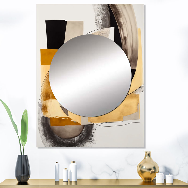 Pellikka Glam Art Deco Abstract IV - miroir mural abstrait, miroir décoratif noir, impression d'art en métal, 40 po x 30 po
