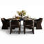 Ensemble de table de salle à manger pour 6 personnes avec table ovale et 6 fauteuils rembourrés en chenille-957663162