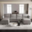 Canapé modulaire rembourré en velours 7 pièces avec canapé et 4 repose-pieds-1879608750