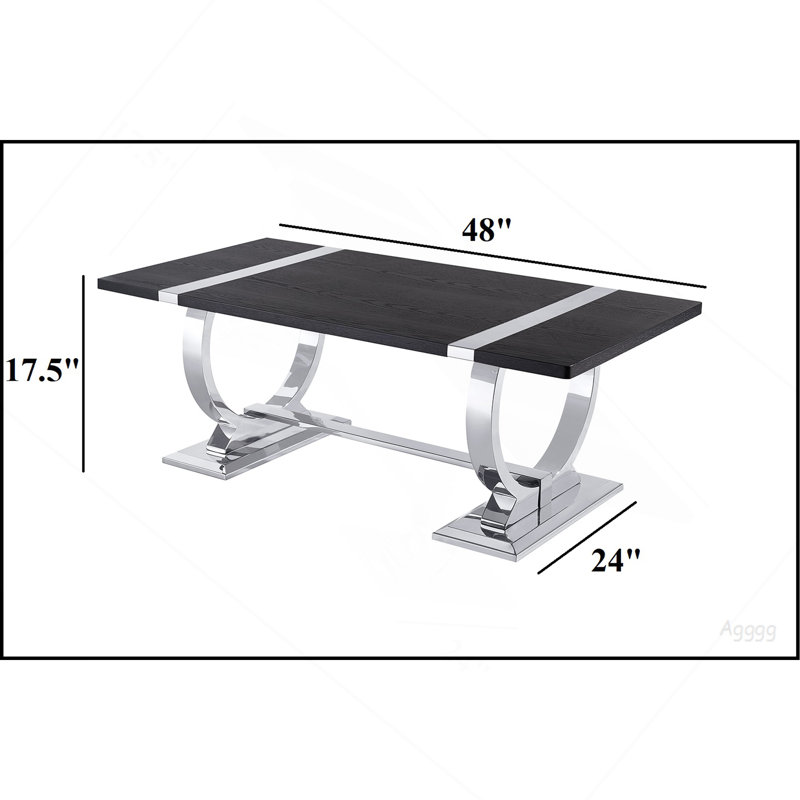 Table basse rectangulaire 1 pièce Trestle Base, Noir, argent