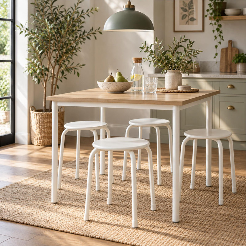 Harbour Housewares - Metal Stacking Stool, White