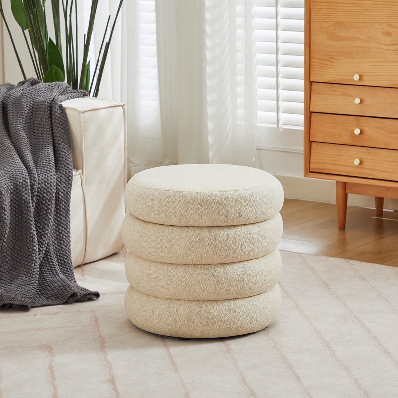 Leiani 51.1cm Wide Tufted Standard Ottoman, Beige Linen