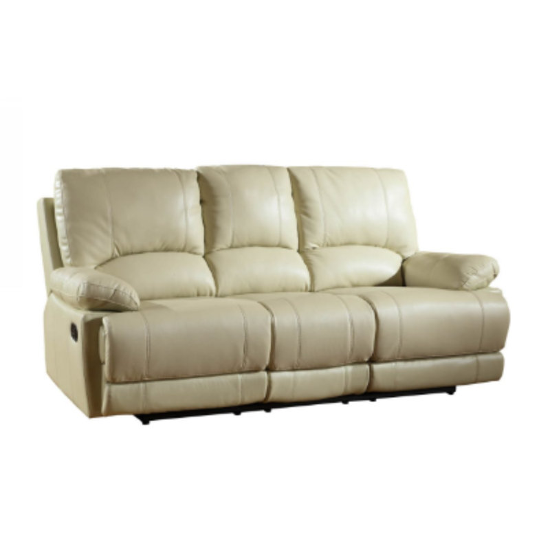 Harpersville 89" Faux Leather Reclining Sofa, Beige, Manual