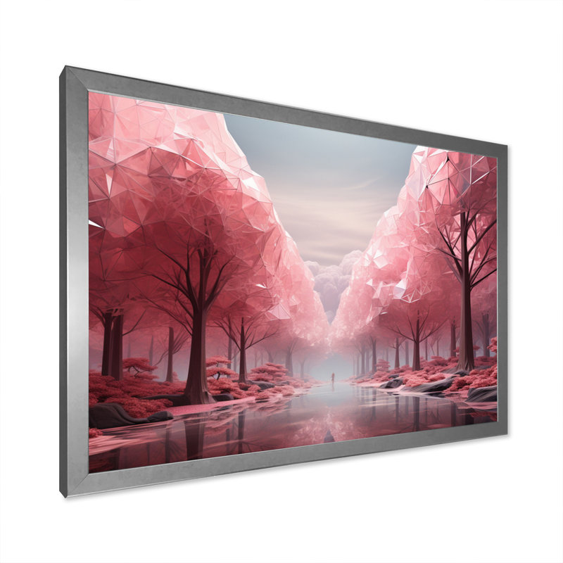 Marizza, forêt de bois rose - impression, H 12 po x l 20 po x P 1 po, Cadre simple argenté