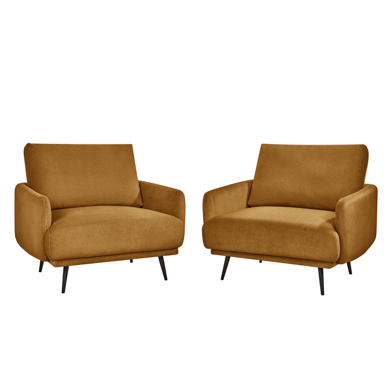 Lanaijah 37.5'' Oversized Armchair Accent Chair Single Seat Sofa for living room, Brownish Yellow Velvet