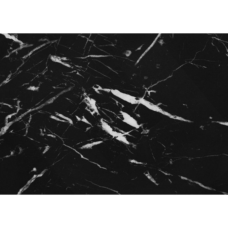 Accent Table, Console, Entryway, Narrow, Sofa, White Marble Look Laminate, Black Metal, Black