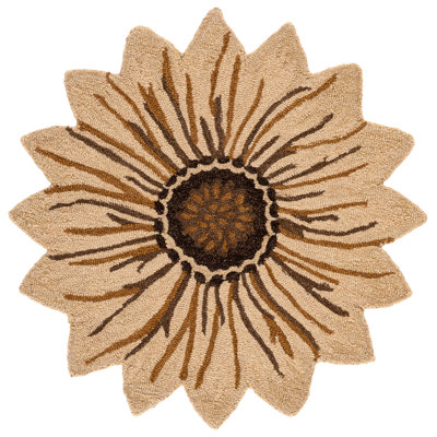 Cheisa Novelty Hand Tufted Wool/Cotton with Cotton Backing Rug in Beige/Gold