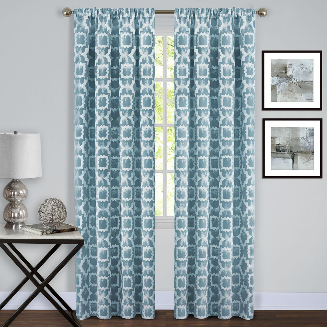 Ponteland Geometric Room Darkening Rod Pocket Single Curtain Panel Alcott Hill® Curtain 