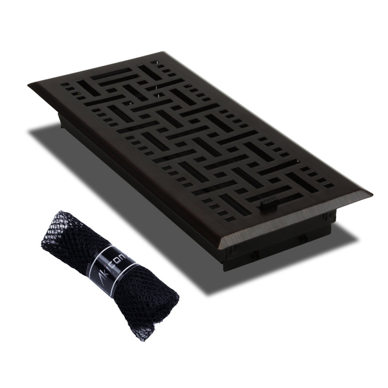 Akicon 4'' W Stainless Steel Floor Vent Cover, 2" H x 10" W x 4" D, Oil Rubbed Bronze