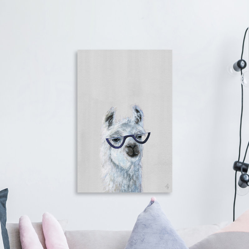 Salena Studious Llama II Print on Wrapped Canvas, 12" H x 8" W x 1.5" D