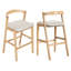 Ensemble de 2 tabourets de bar d'intérieur en bois d'hévéa Balman