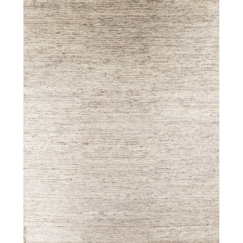 Classics Hand-Knotted Wool Beige/Charcoal Area Rug, Rectangle 10' x 14'