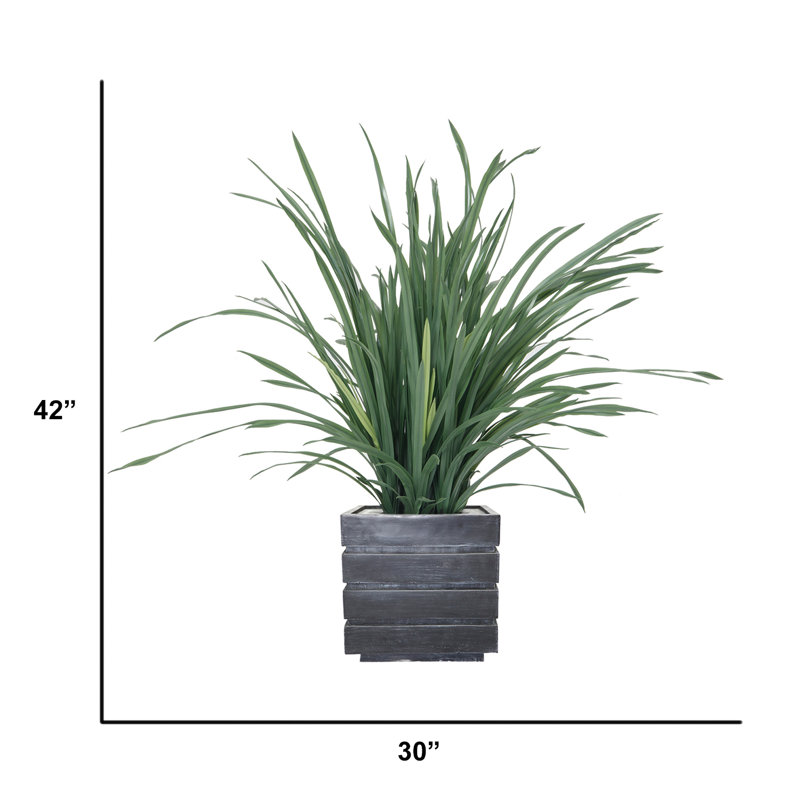 Herbe artificielle 42 po en pot de citronnelle, Gris