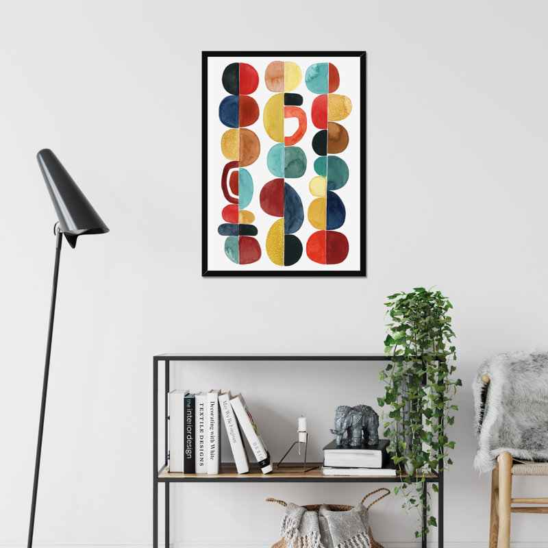 Midcentury Sunrise II by Grace Popp - Painting, Black Framed Paper Print, 50cm H x 34cm W