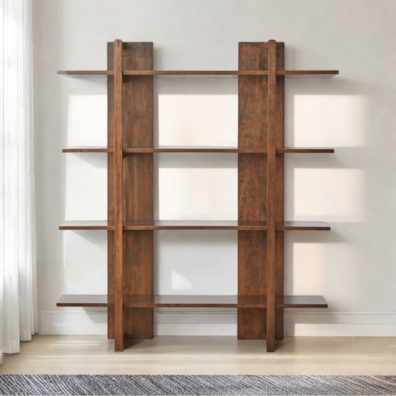 Bibliothèque Home Home, (4 tablettes) H 62,9 po x l 55,1 po x P 11,8 po, Marron foncé
