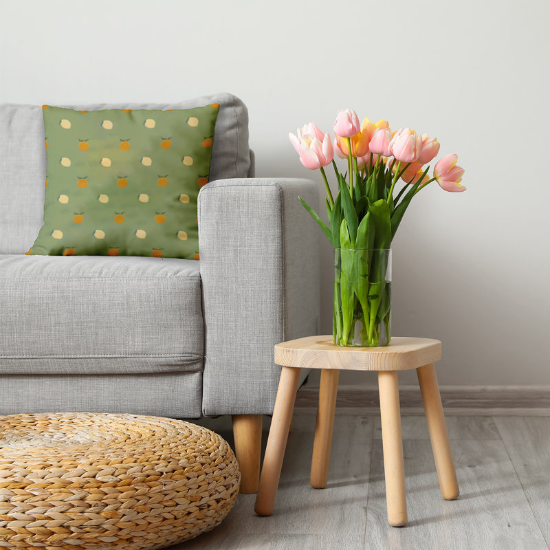 Coussin Oranges and Lemons, H 20 po x l 20 po, Mousse / jaune clair / orange