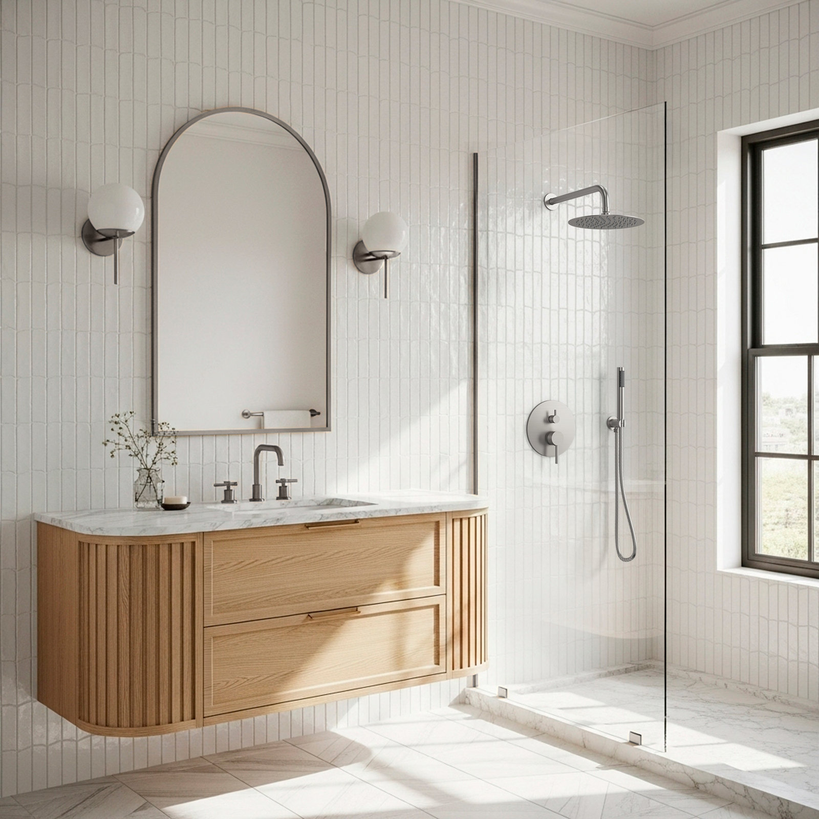 RainfallCascade 10" Shower System, Brushed Nickel, 2.0