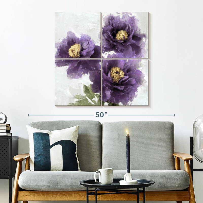Harnek mauve en fleurs I, H 32 po x l 32 po
