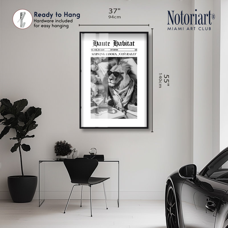 Décoration murale Haute Ombre à dessiner Haute Habitat par Notoriart, cadre noir, H 55 po x l 37 po, H 55 po x l 37 po