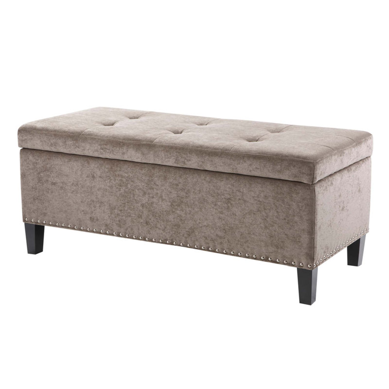 Banc de rangement capitonné à fermeture douce, Taupe