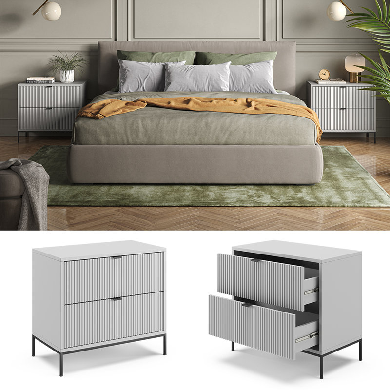 Rhauri 66cm W Manufactured Wood Bedside Table