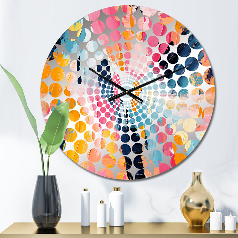 «Colorful Paint Swirl Bliss - Horloge murale abstraite», Médium