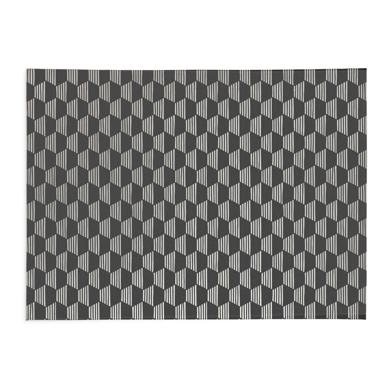 Tapis de cuisine anti-dérapant léger Hexaline, Rectangle 4pi x 6 pi, Ivoire/gris anthracite