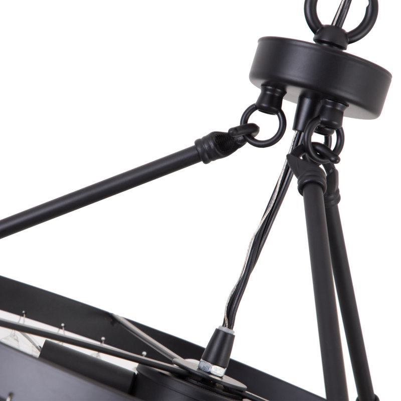 Lustre à 5 lumières en cristal Deonta, Noir mat