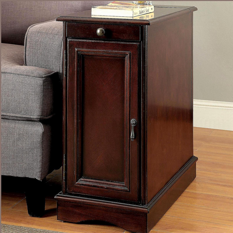 Table d'appoint / table de chevet moderne de style transitionnel moderne 1pc, Cerisier