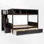 Lit simple superposé au dessus d'un lit double avec tablettes et escalier de rangement-1860653188