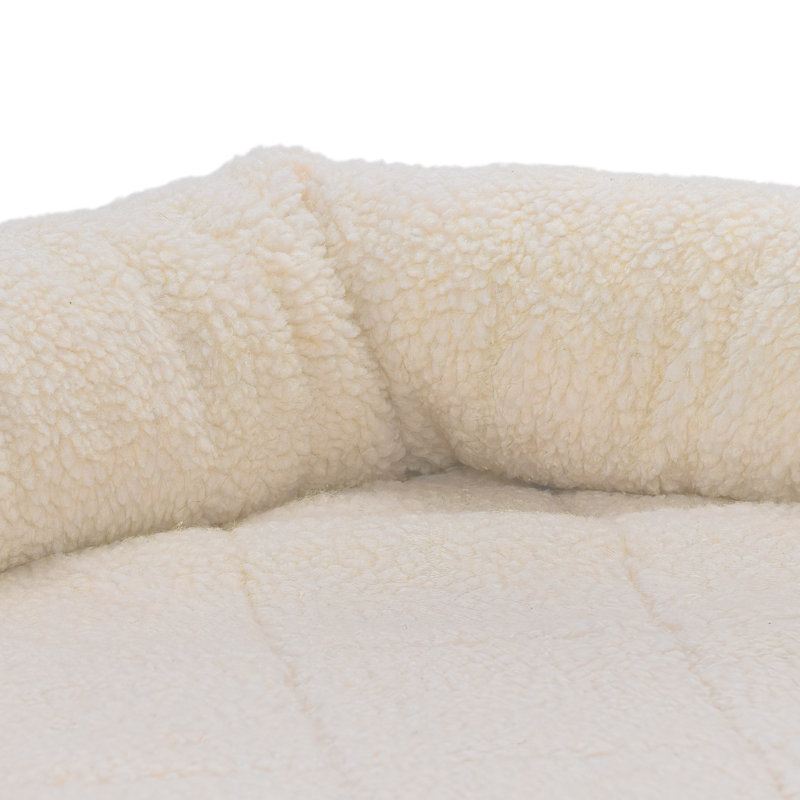 Faux Lambswool Crate Bolster Pet Bed, Extra Extra Large (30" W x 48" D x 4" H), Cream