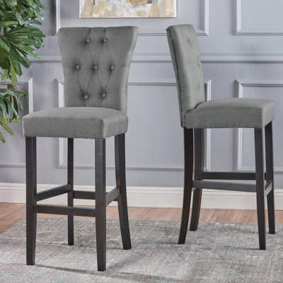 Two Piece Set Of Grey Dining Chairs And High Stools