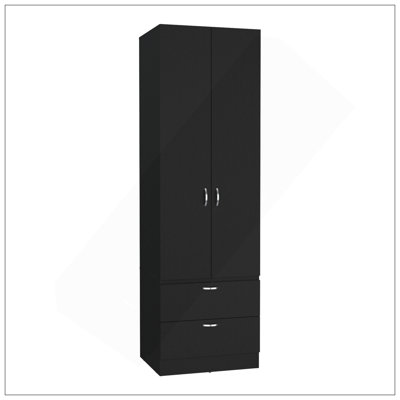 76" High Armoire Wardrove Closet With 2 Drawers, Double Door Cabinet , One Shelf And Hanging Rod, Bedroom Clothes Storage Cabinet Organizer